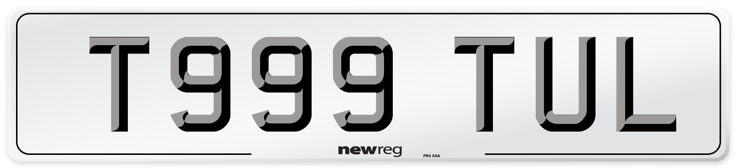 T999 TUL Number Plate from New Reg